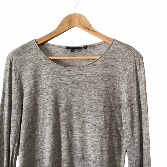 Theory M Linen Roll-Stitch Long Sleeve Basic Tee - Picture 3 of 8